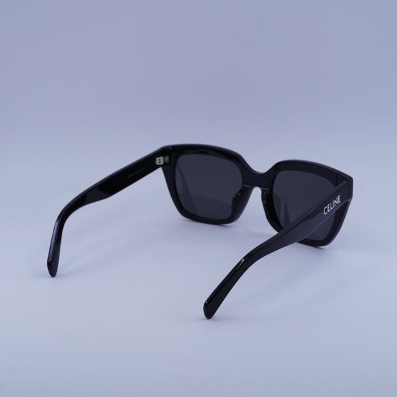 Celine CL40198F 01A Sunglasses Shiny Black Square Frame, Smoke Lenses - Picture 4 of 11